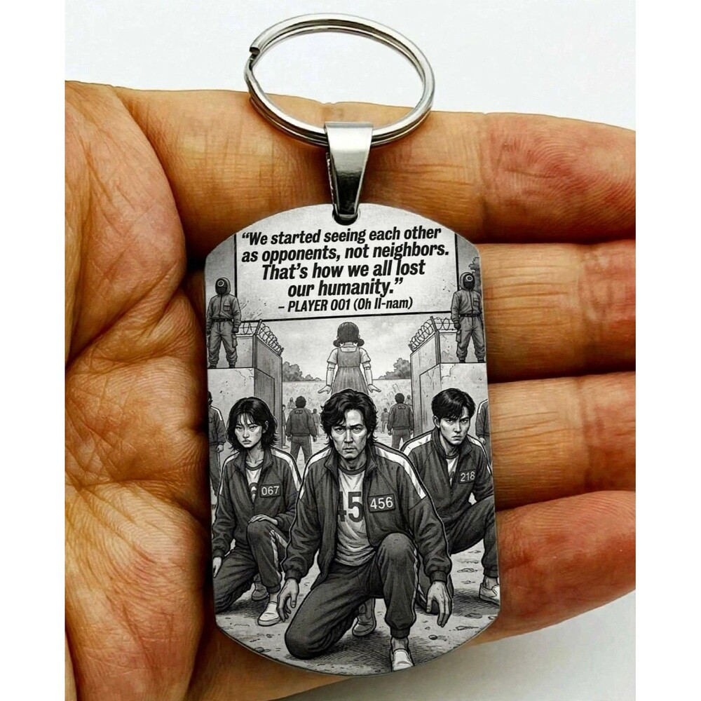 TV Series Squid Game Thrill Horror Stainless Keychain Korea Drama Play Kill Art